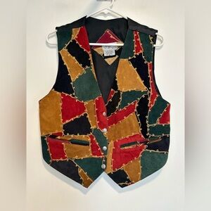 VTG Cheyenne Outfitters SzS Patchwork Leather western boho Rockabilly roper Vest
